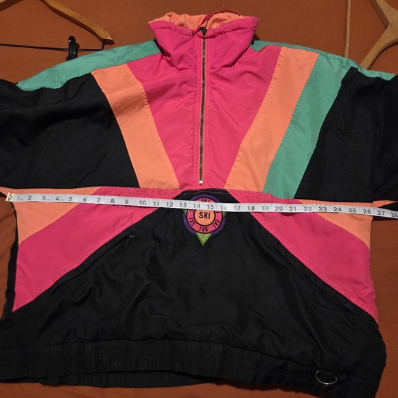 Vintage 80s Coltech Ski Anorak Neon Colorblock Women's Size 10 - Picture 4 of 7